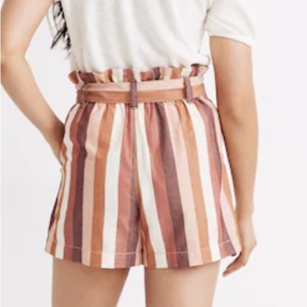 Madewell Women’s Paperbag Shorts in Rainbow Stripe Size 4 - Picture 3 of 8